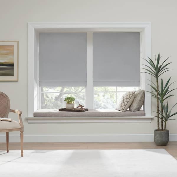 Eclipse Faux Silk Blush Solid Polyester 39 in. W x 64 in. L 100% Blackout Single Cordless Roman Shade