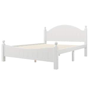 Concise Style 63.4 in. White Solid Wood Frame Queen Size Platform Bed with Headboard
