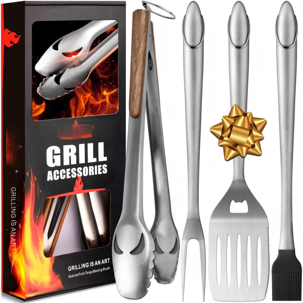 18 in BBQ Grill Tool Set Extra Long Handles Stainless Steel Silver 4 Piece price history on PriceWatchPro