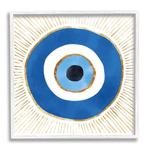 Evil Eye Symbol Striped Rays Design by Ziwei Li Framed Culture Art Print 24 in. x 24 in.