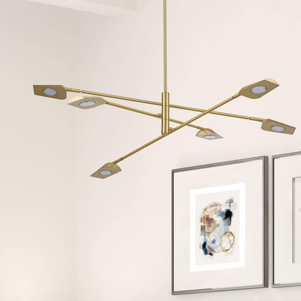 Aged Brass 40" Sputnik LED Chandelier