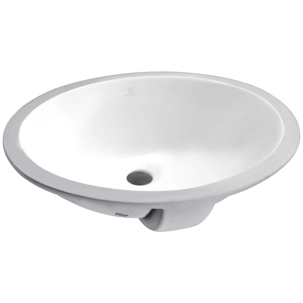 ANZZI Lanmia Series 8 in. Ceramic Undermount Sink Basin in White LS ...