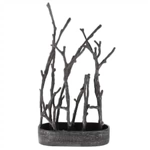 14 in. Grey Wide Metal Branches Sculpture