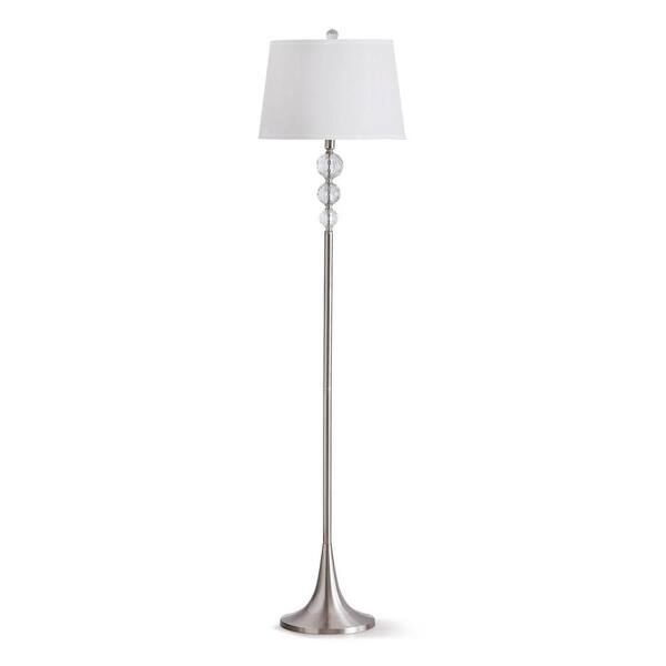 HomeGlam Madison 61.5 in. Brushed Nickel Crystal Balls Metal Floor Lamp ...