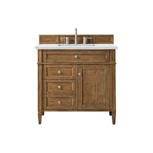 Brittany 36.0 in. W x 23.5 in. D x 34 in. H Bathroom Vanity in Saddle Brown with Ethereal Noctis Quartz Top