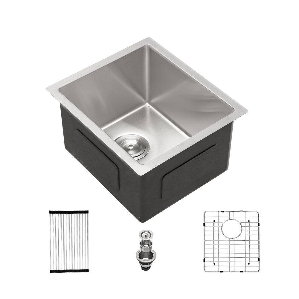Tatahance 14 in. Undermount Single Bowl 16 Gauge Brushed