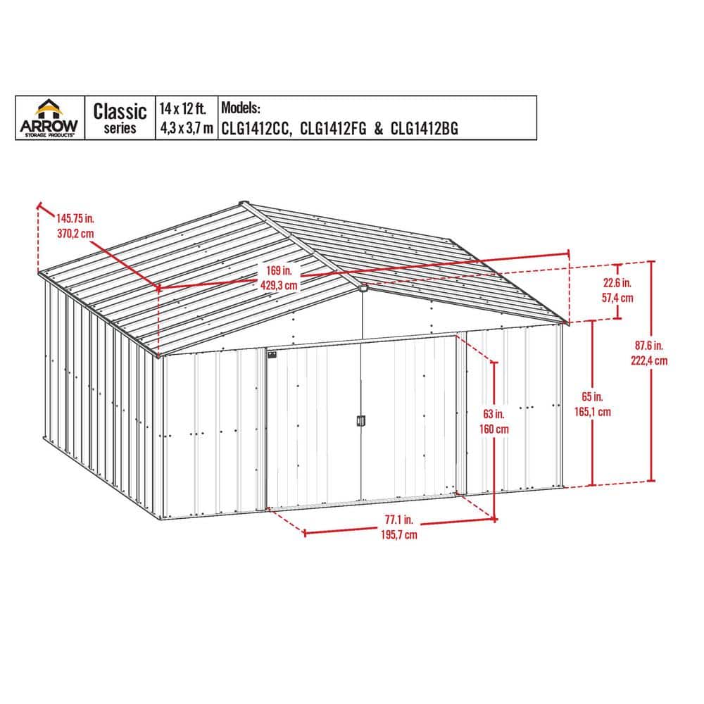 Flute Grey 14 ft x 12 ft Steel Storage Shed
