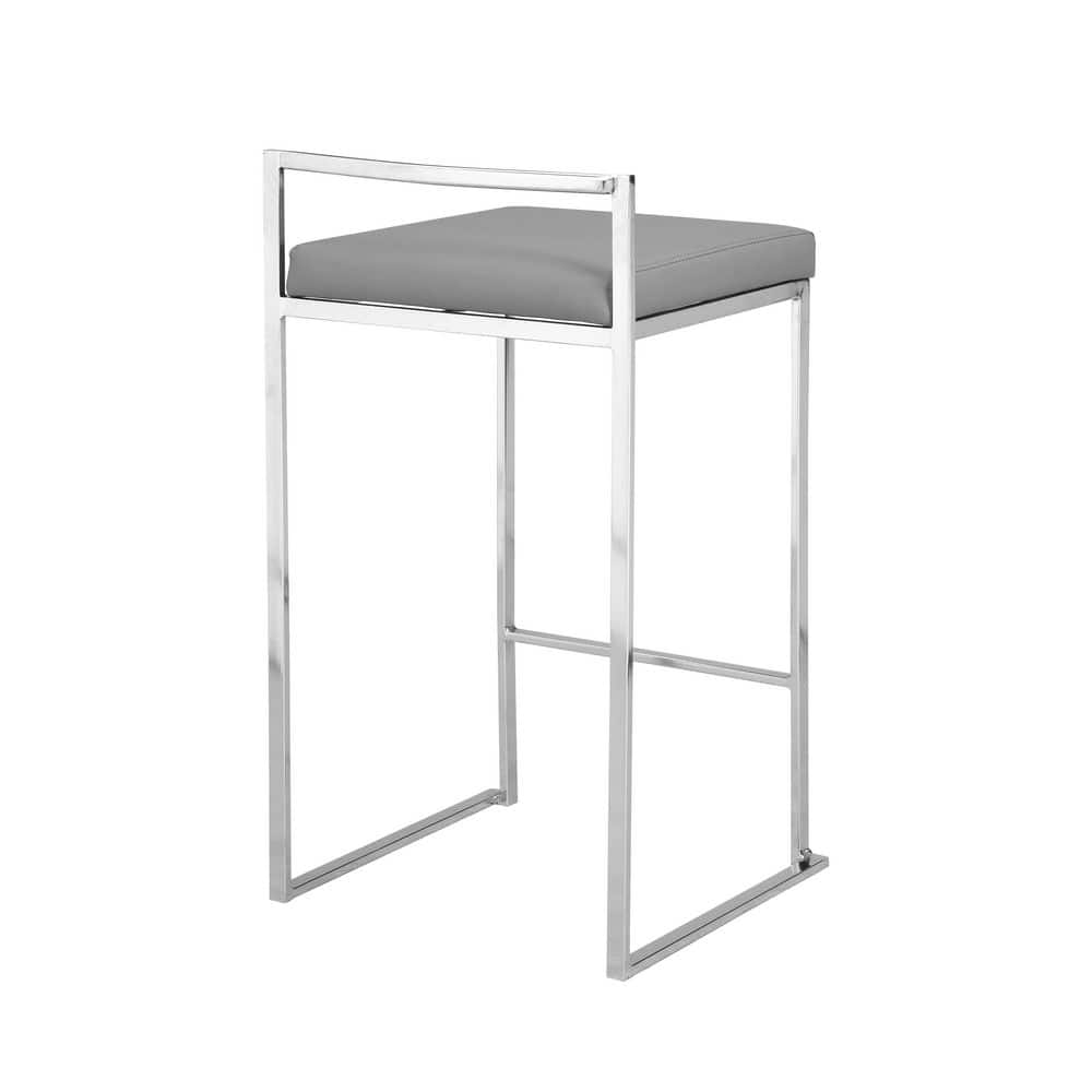 Lucien 25.25" Gray Metal Backless Counter Stool