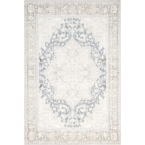 Emely Medallion Machine Washable Beige 2 ft. x 8 ft. Oriental Runner Rug