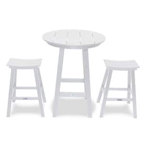 Bailey - Cabo White 3-Piece Plastic Round Outdoor Bar Table Set