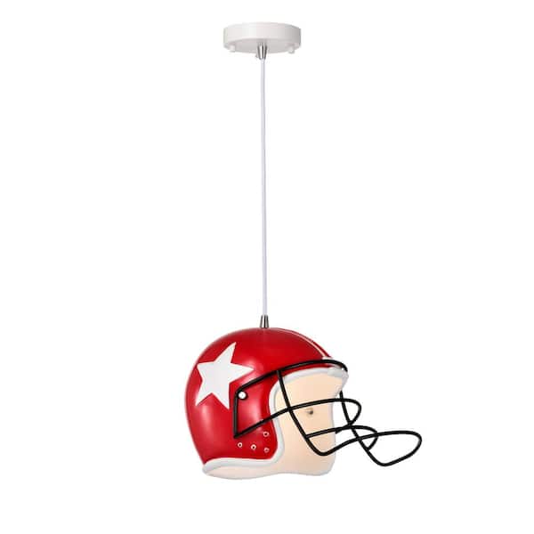 GREENVILLE SIGNATURE Satriano 60-Watt 1-Light Red Helmet Pendant Light with Resin Shade, No Bulbs Included