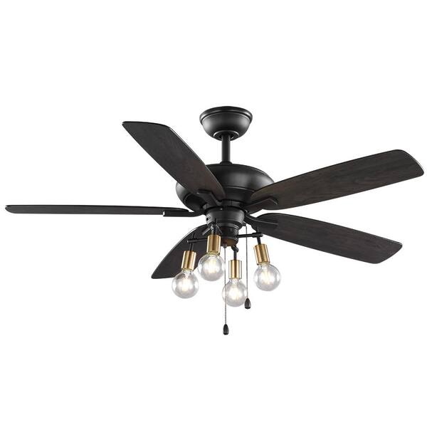Home Decorators Ellard 52 in LED Matte Black Indoor Ceiling Fan with Lights 