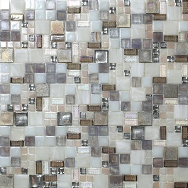 Apollo Tile Beige 4 in. x 5 in. Mini Versailles Polished Glass Mosaic Floor and Wall Tile Sample (0.13 sq. ft./Piece)