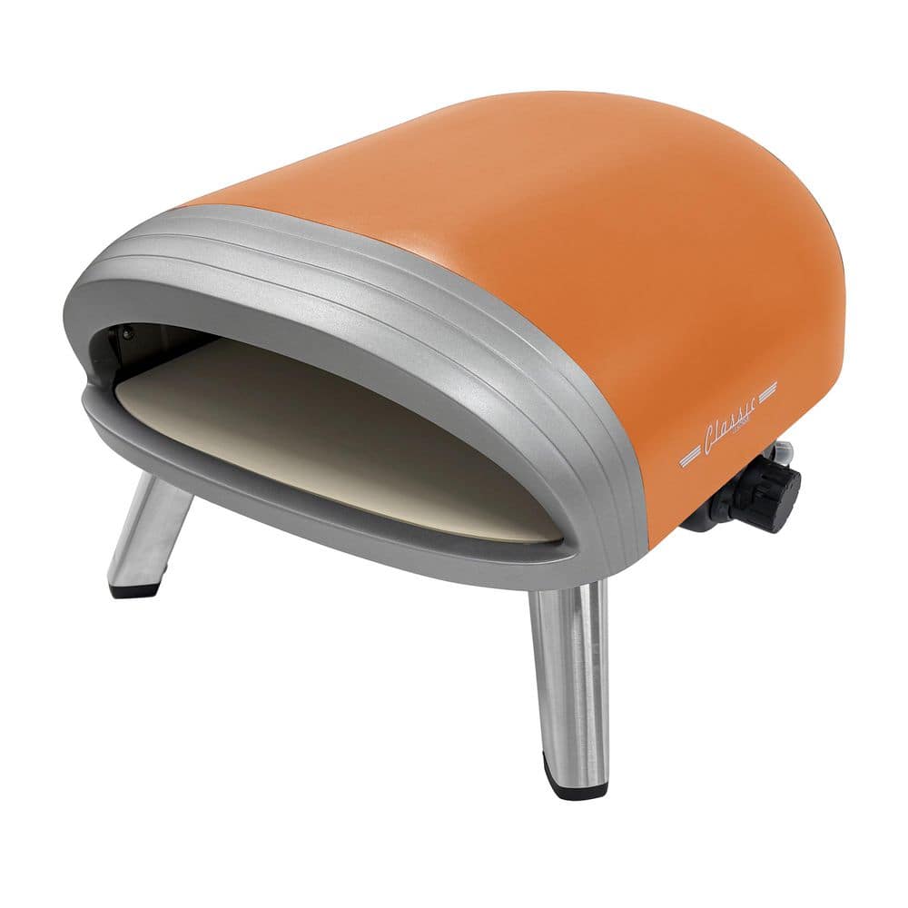 Classic Retro 12 in. Portable Outdoor Propane Pizza Oven in Matte Orange
