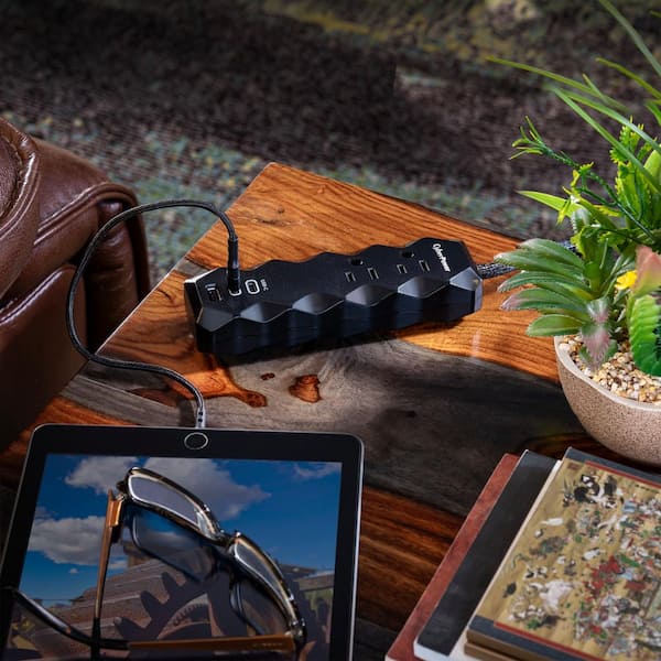 CyberPower 3 ft. 2-Outlet 3 USB Surge Protector P203UC2BK - The