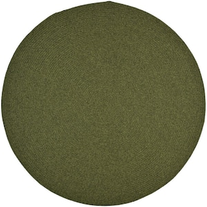 Braided Green 6 ft. x 6 ft. Round Gradient Solid Area Rug