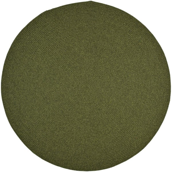 SAFAVIEH Braided Green 6 ft. x 6 ft. Round Gradient Solid Area Rug