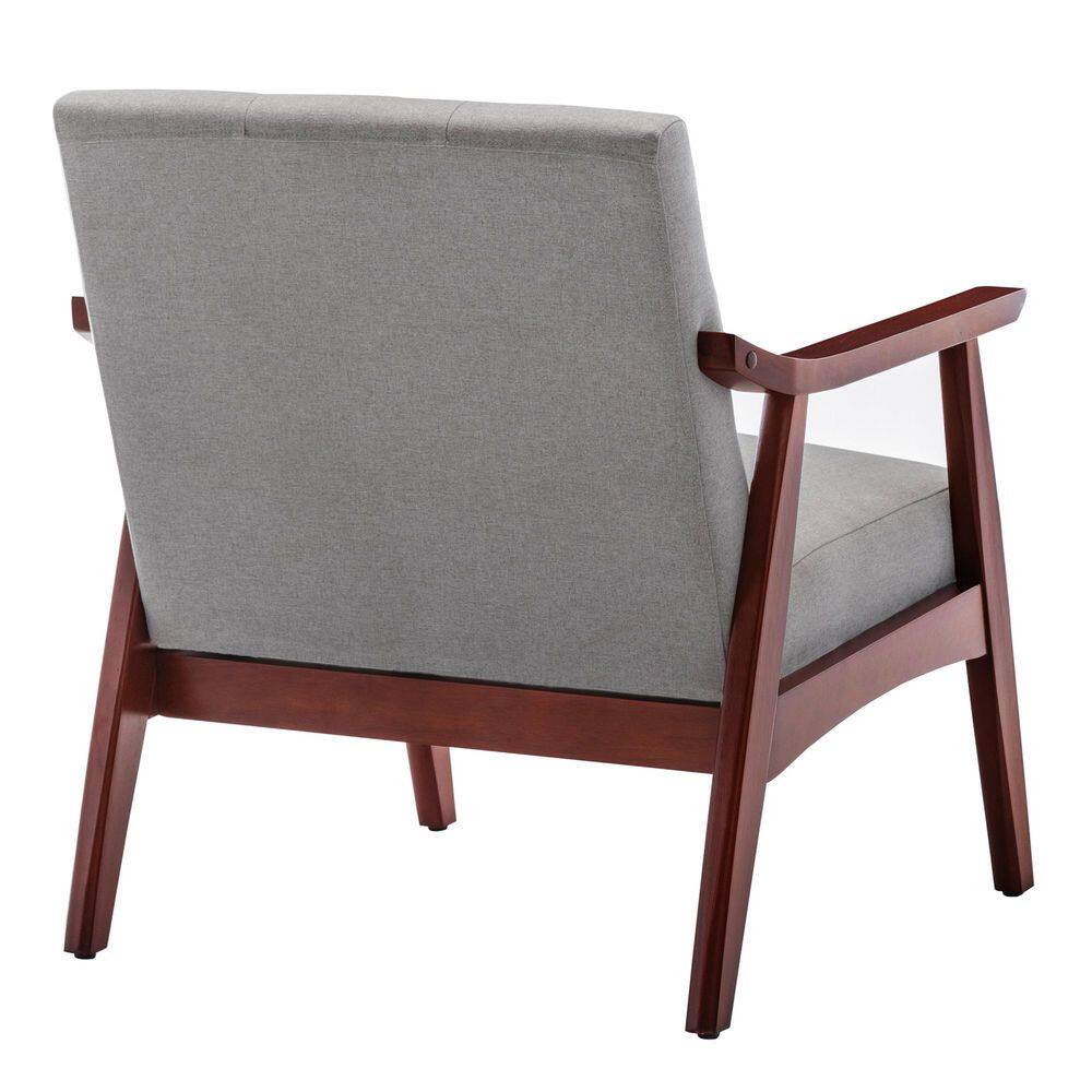 Light Gray and Espresso Mid-Century Modern Accent Chair