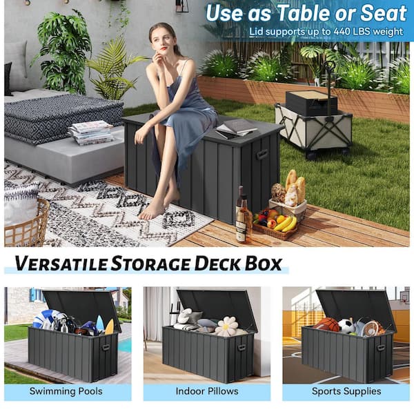 Dark Gray, 200 Gal. Metal Deck Box JX-WP353008 - The Home Depot