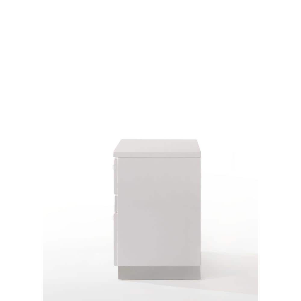 White Gloss Wood and Metal 2-Drawer Nightstand