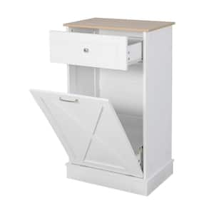 20.5 in. W x 11.8 in. D x 35.4 in. H in White MDF Assemble Kitchen Cabinet with Drawer Recycling Trash Cabinet