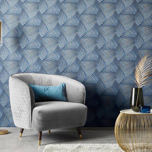 Elle Decor ELLE Decoration Collection Blue/Gold Triangle Design