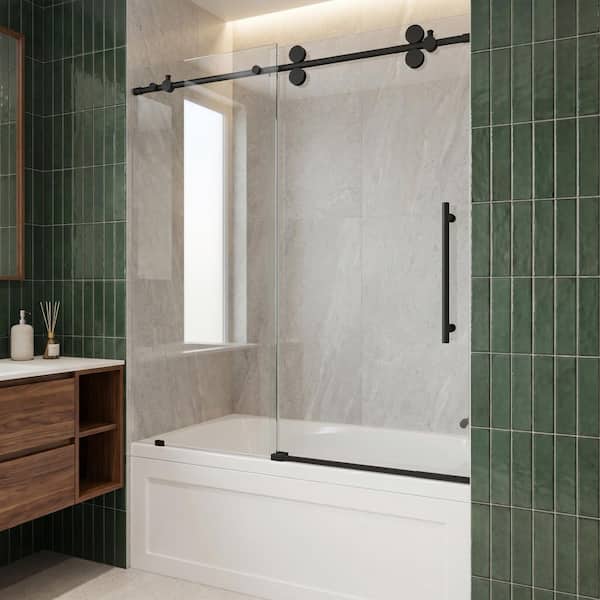 VIGO Elan 60 in. W x 66 in. H Sliding Frameless Tub Door with