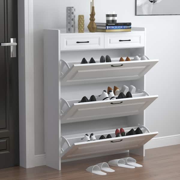 Fufu Gaga 47 2 In W H X 35 4 24 Pair White Wood 5 Drawer Shoe Storage Cabinet With Foldable Compartments Tcht Wfkf210047 01 The Home Depot Fufu Gaga 47 2 In W H X 35 4 24, Shoe Storage White Cabinet