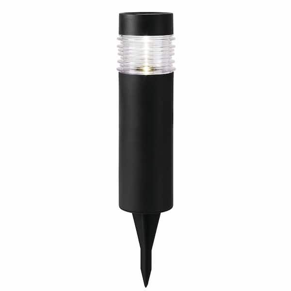 Hampton Bay 8 Lumens Black Outdoor Solar Bollard Light (6-Pack)