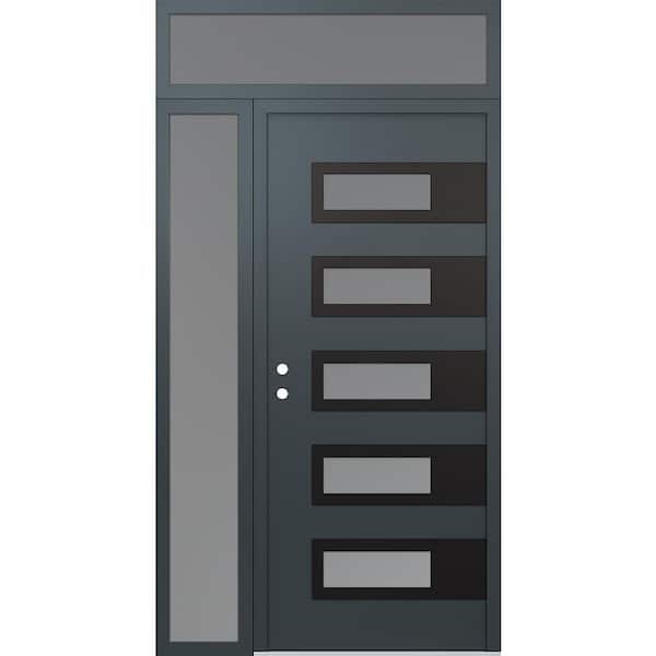 Tessari Doors D2 50 in. x 96 in. Black P Right-Hand/Inswing