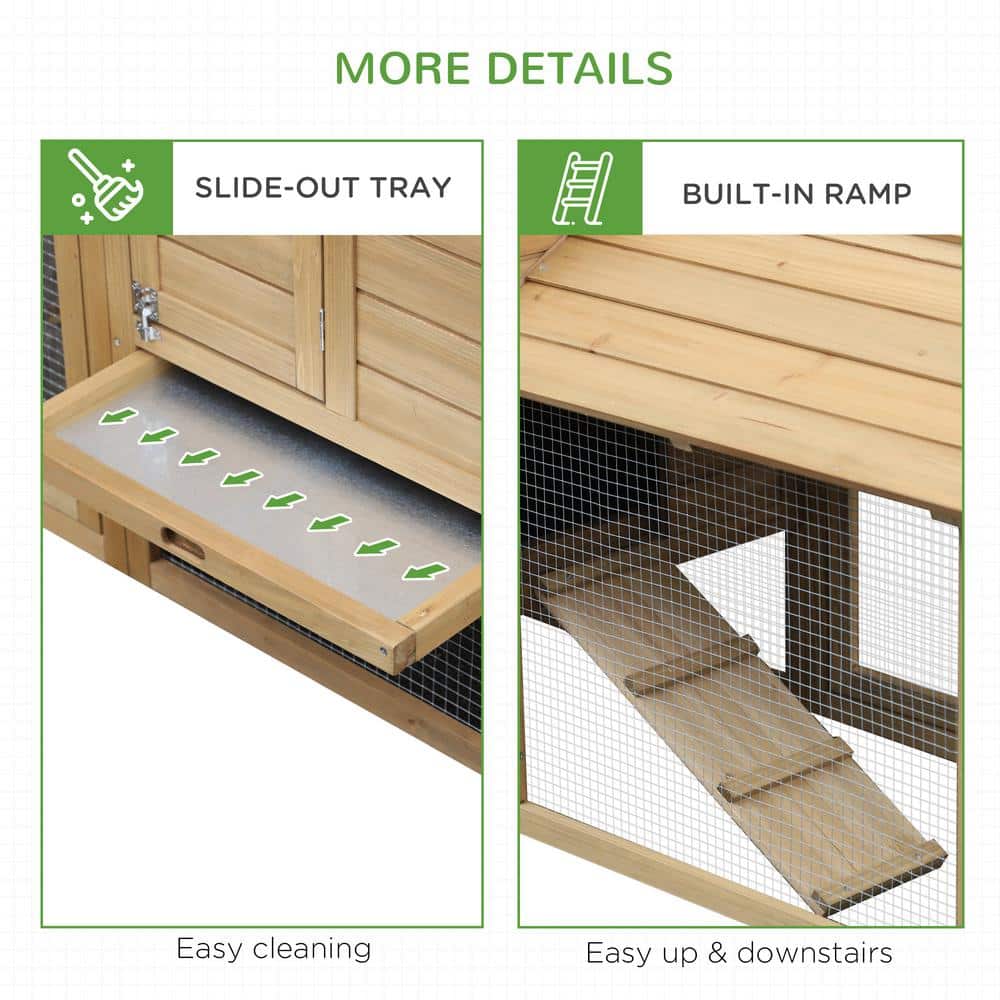 Small Natural Wood Outdoor Chicken Coop with Nesting Box
