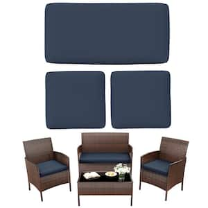 36 in. x 18 in. (3-Piece) Outdoor Patio Replacement Seat Cushions Fit for Loveseat Sofa Lounge Chair Furniture Navy Blue