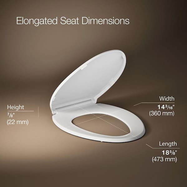Highline Elongated Grip Tight Bumpers, Soft Close Toilet Seat in White