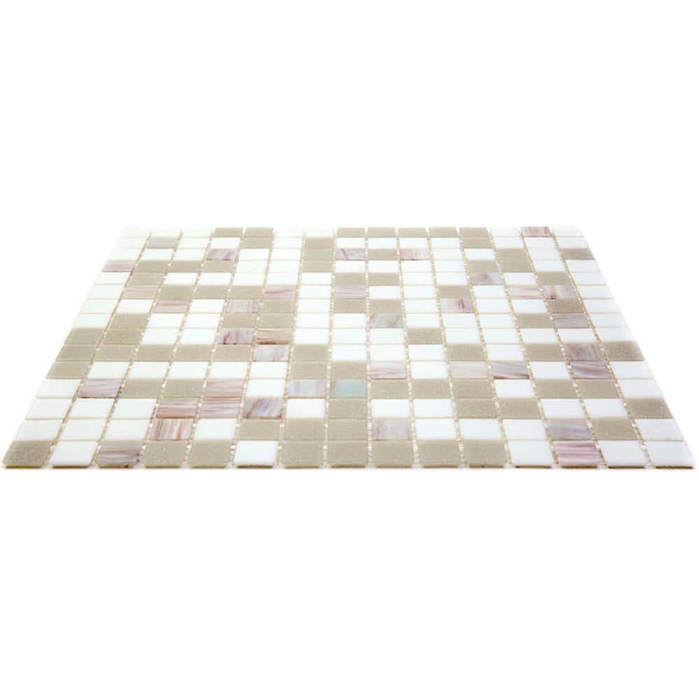 12" x 12" White and Gray Glass Mosaic Tile