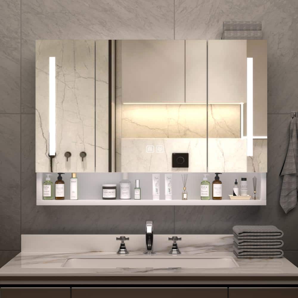 39 in. W x 28 in. H Rectangular Aluminum LED Medicine Cabinet with Mirror price history on PriceWatchPro