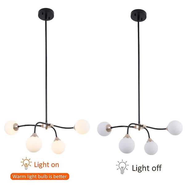 OUKANING 23.6 in. Modern Simple 4-Light Black Creative Design 