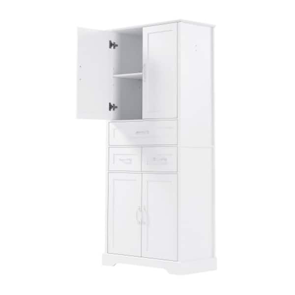 70.4 in. H x 15.6 in. W x 31.5 in. D Freestanding Bathroom Storage Cabinet with 4 Doors and 3 Drawers,Adjustable Shelves