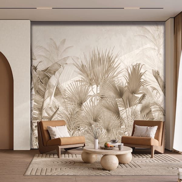 Tropical Wilderness Sepia Wall Mural