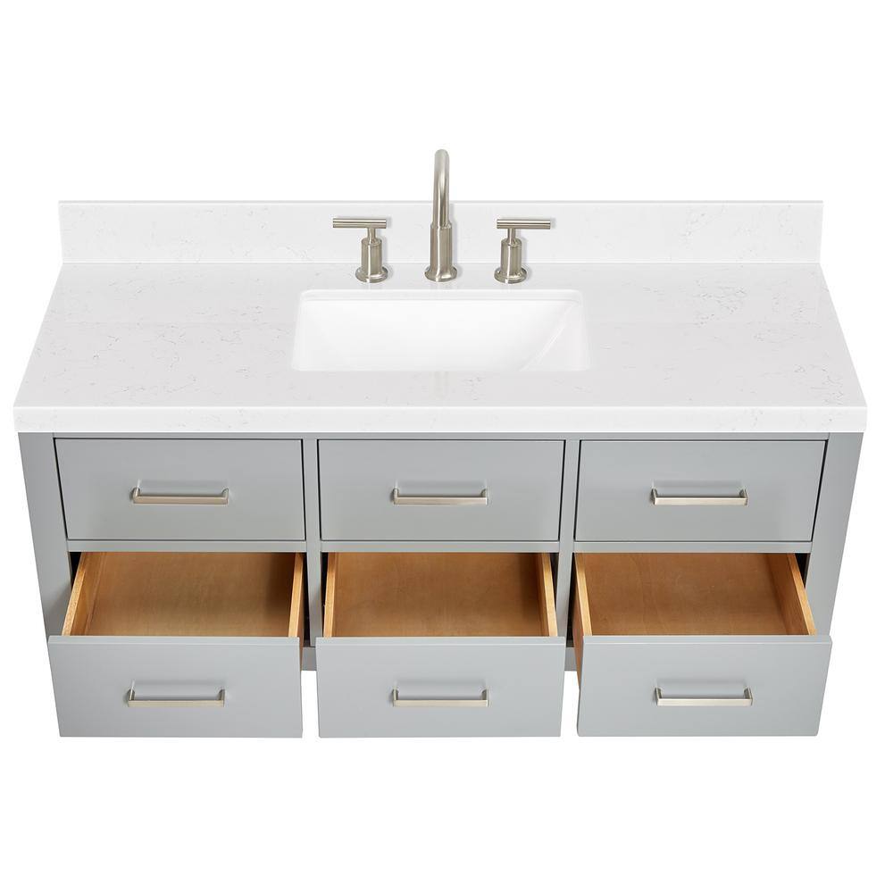 Hutton 48" Gray Wall-Mount Vanity with Carrara Quartz Top