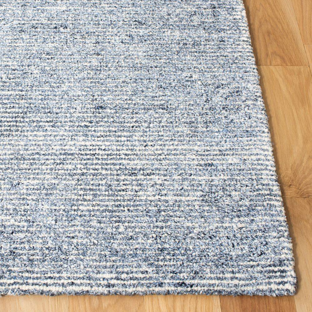 Handmade Blue Wool Square Tufted Accent Rug - 4'
