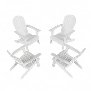 Vineyard White Outdoor Plastic Patio Folding Adirondack Chair (Set of 4)