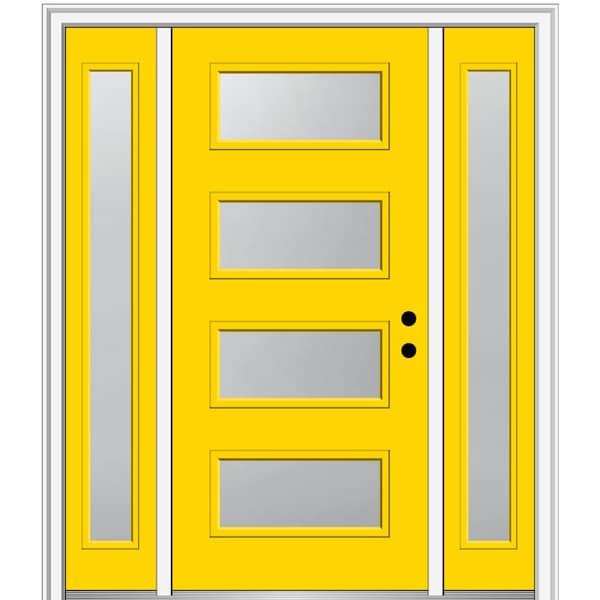 MMI Door 68.5 in. x 81.75 in. Celeste Left-Hand Inswing 4-Lite Frosted Painted Fiberglass Smooth Prehung Front Door w/ Sidelites
