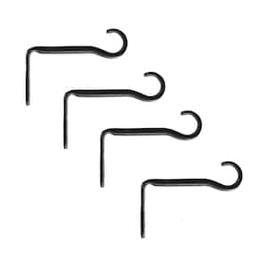 8 in. Tall Black Powder Coat Metal Multi-Use Double Ended Brackets with  S-Hooks (Set of 2)