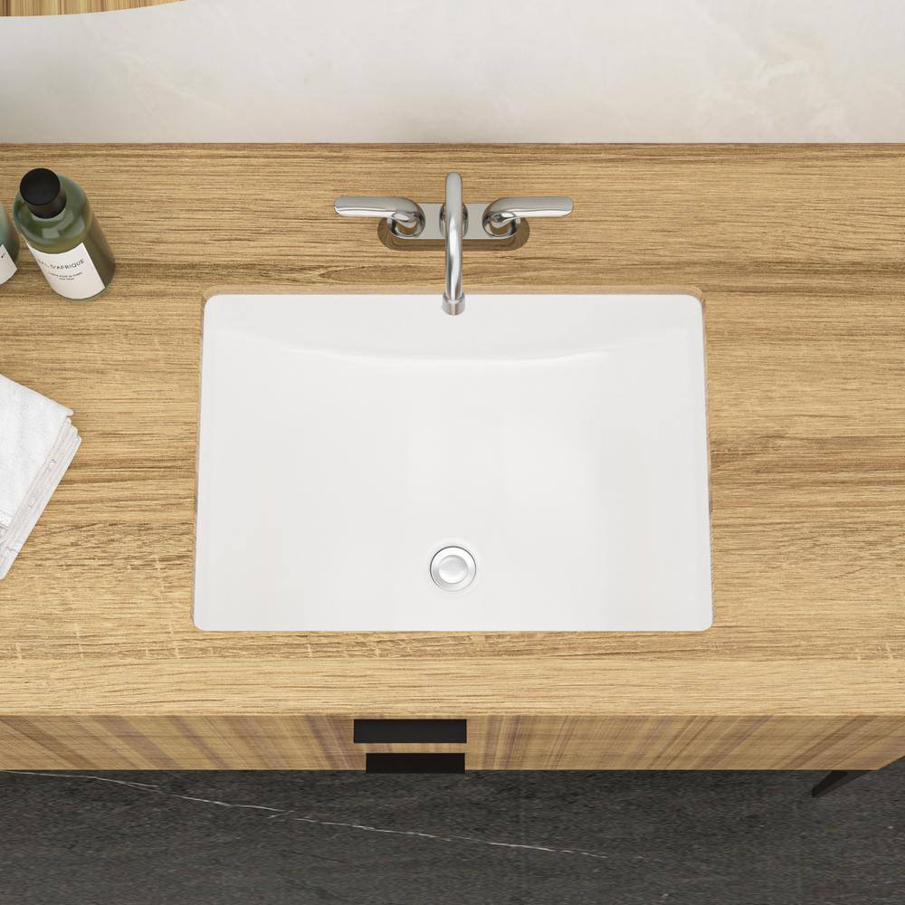 21.5'' x 15'' White Ceramic Rectangular Undermount Bathroom Sink