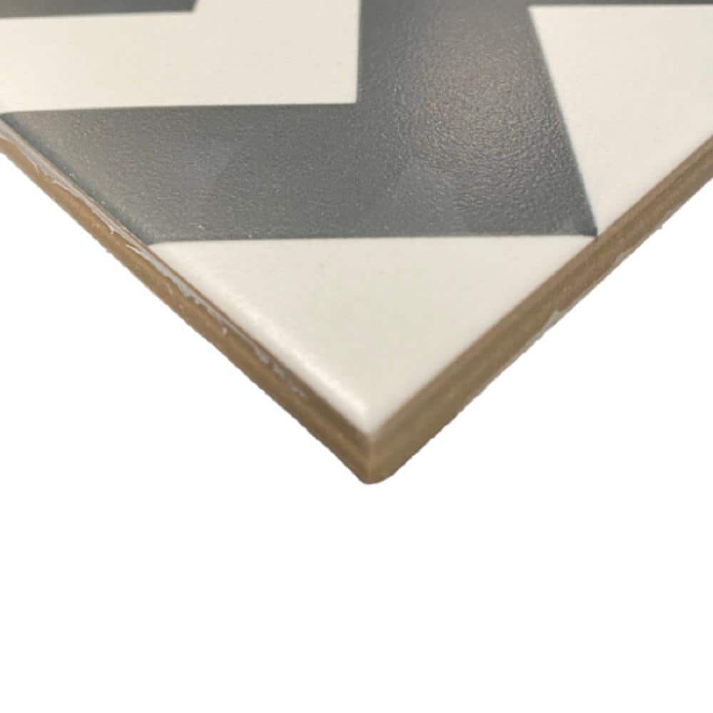 Casablanca 8" x 8" Matte Black and White Ceramic Tile