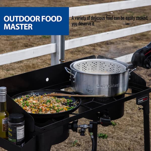 outermust Outdoor Propane Burner Heavy Duty Propane 2-Burner Side