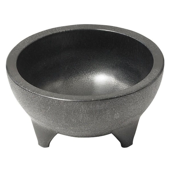 Winco 4.4 in. Black Polypropylene Molcajete Chip & Dip Server