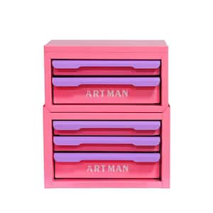 Drawer-Style Desktop Storage Box, 2+3 Layer Stackable Organizer for Office Supplies, Cosmetics & More