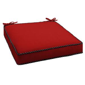Sorra Home 19 x 3 Indoor/Outdoor Braided Cord Cushion in Sunbrella Canvas Jockey Red
