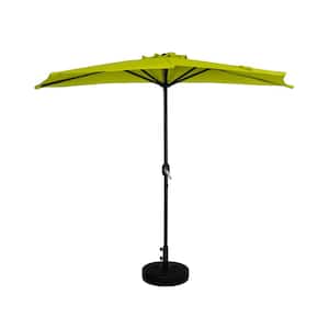 Fiji 9 ft. Market Half Patio Umbrella with Black Round Base in Lime Green